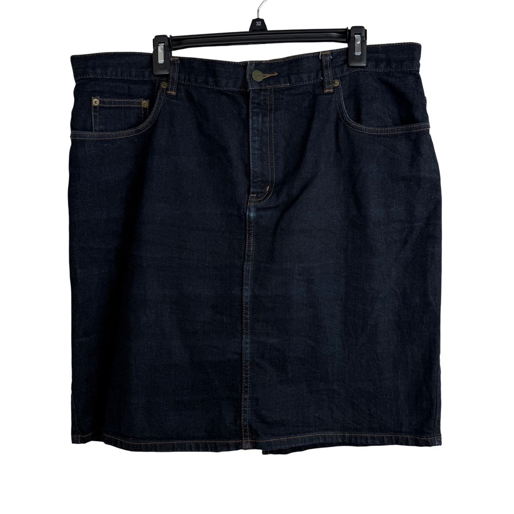LRL Lauren Jeans Co Denim Pencil Skirt Womens 16 Dark Wash Old Money Preppy Midi
